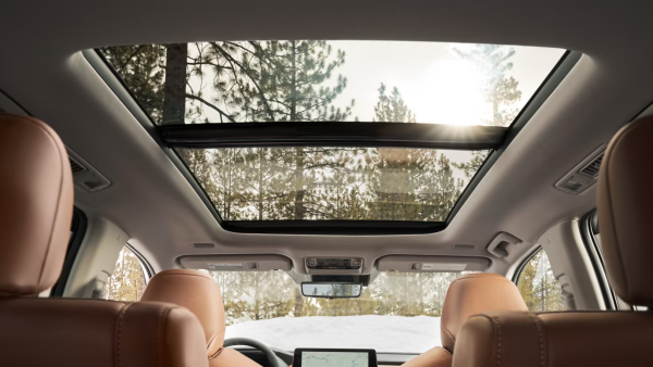The panoramic moonroof of the 2026 Toyota Grand Highlander Hybrid MAX Platinum