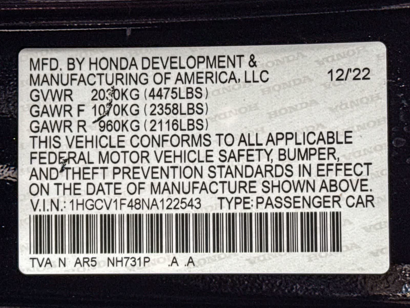 2022 Honda Accord Sport SE
