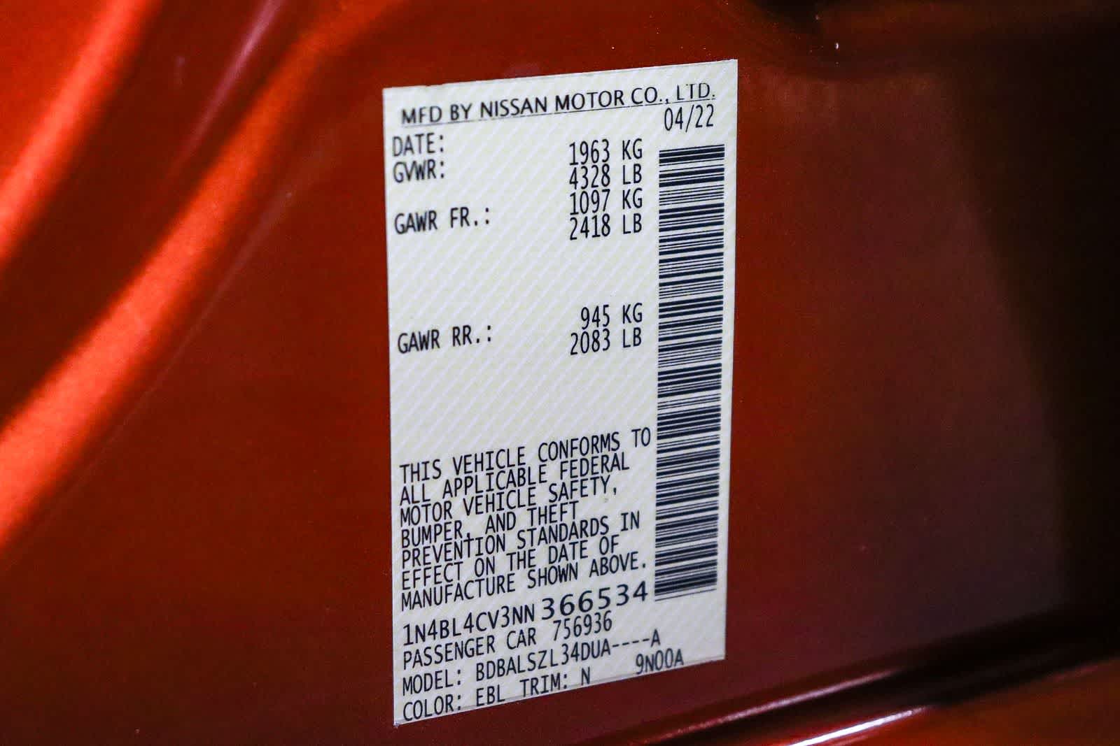 2022 Nissan Altima 2.5 SR