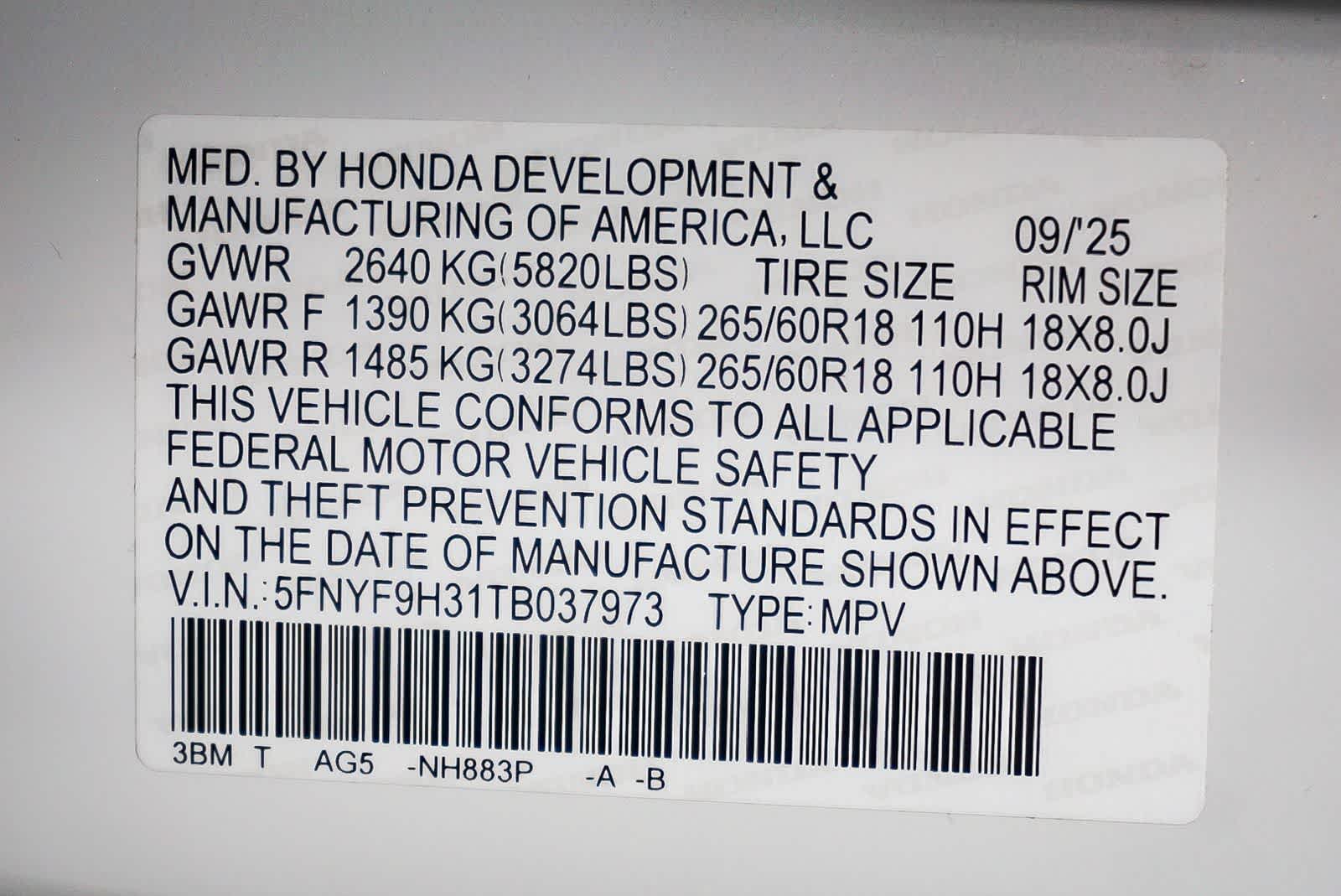 2026 Honda Passport RTL Blackout