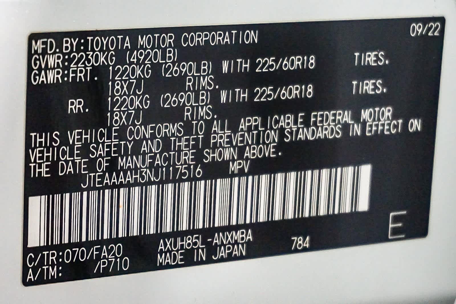 2022 Toyota Venza LE