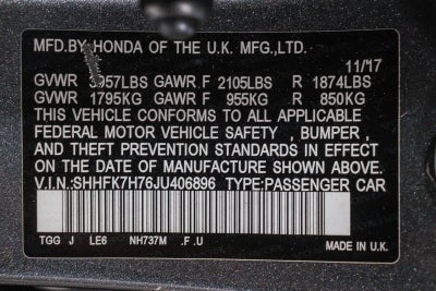 2018 Honda Civic Hatchback EX-L Navi